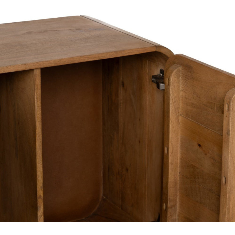 Grand Buffet mid-century moderne Bas 4 portes 170 cm Bois de manguier Naturel Métal Noir Mahon 