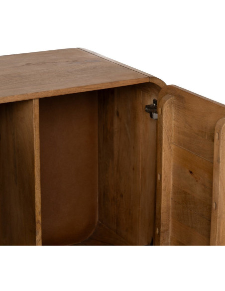 Grand Buffet mid-century moderne Bas 4 portes 170 cm Bois de manguier Naturel Métal Noir Mahon 