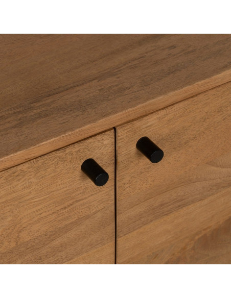 Grand Buffet mid-century moderne Bas 4 portes 170 cm Bois de manguier Naturel Métal Noir Mahon 