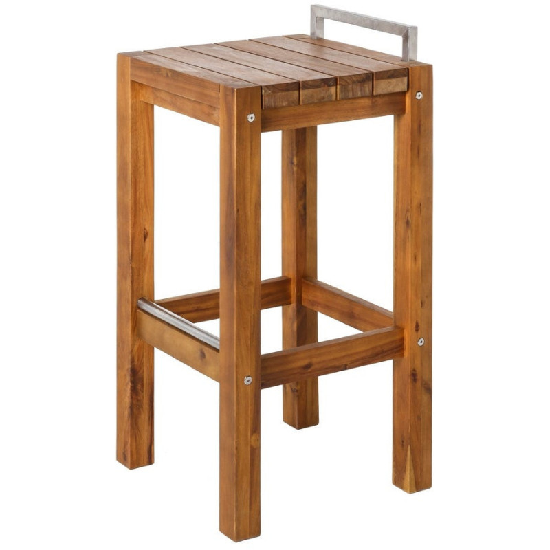 TABURETE ALTO MADERA / ACERO INOXIDABLE 40 X 40 X 80 CM 