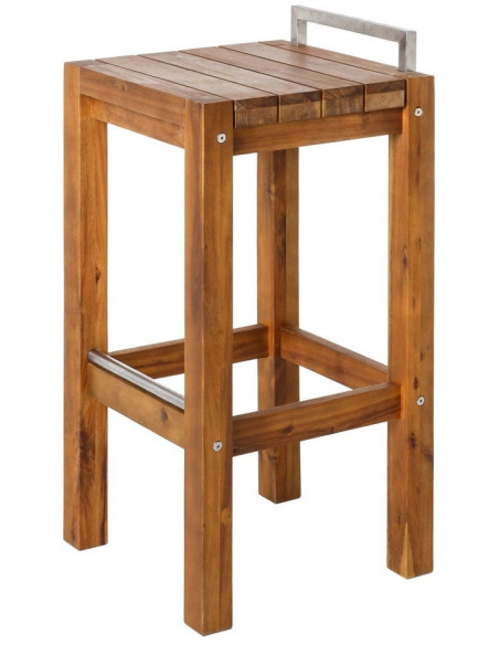 TABURETE ALTO MADERA / ACERO INOXIDABLE 40 X 40 X 80 CM 