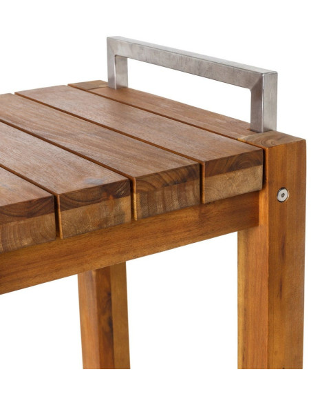 TABURETE ALTO MADERA / ACERO INOXIDABLE 40 X 40 X 80 CM 