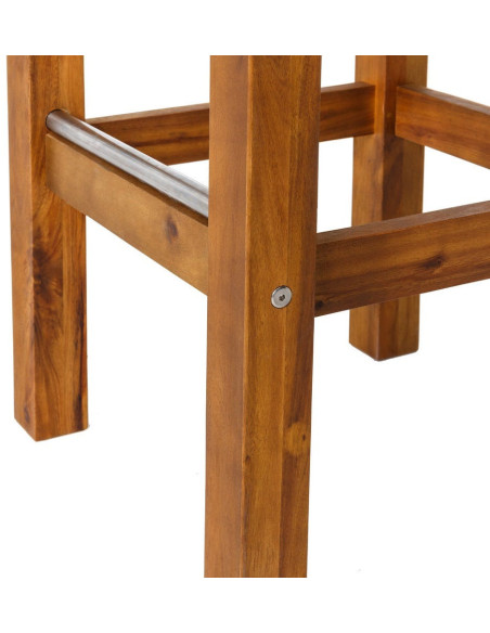 TABURETE ALTO MADERA / ACERO INOXIDABLE 40 X 40 X 80 CM 