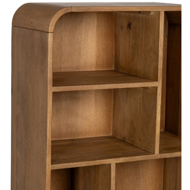 Bibliothèque mid-century moderne 2 portes 5 niches Bois de manguier Naturel Métal Noir Mahon 