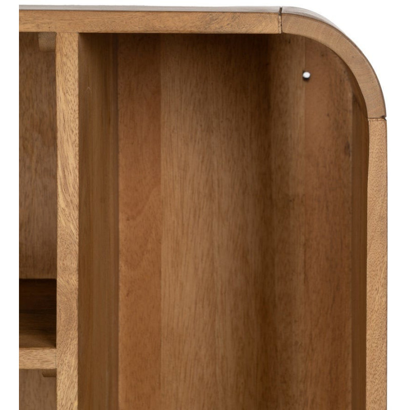 Bibliothèque mid-century moderne 2 portes 5 niches Bois de manguier Naturel Métal Noir Mahon 