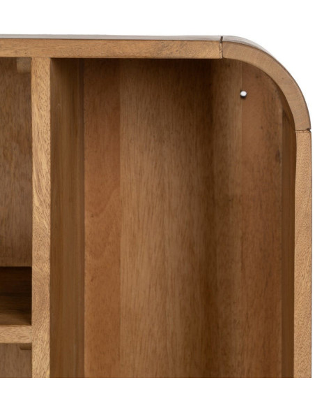 Bibliothèque mid-century moderne 2 portes 5 niches Bois de manguier Naturel Métal Noir Mahon 