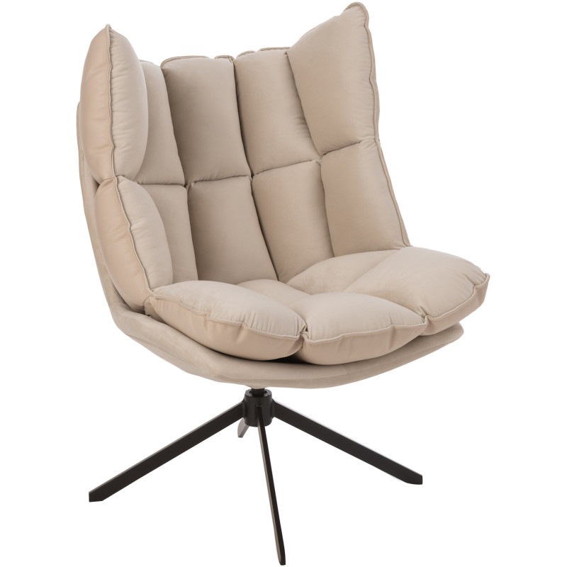 Fauteuil Pivotant Caspian en Métal Noir Polyester Beige - 1
