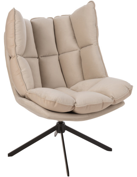 Fauteuil Pivotant Caspian en Métal Noir Polyester Beige - 1