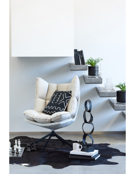 Fauteuil Pivotant Caspian en Métal Noir Polyester Beige - 2
