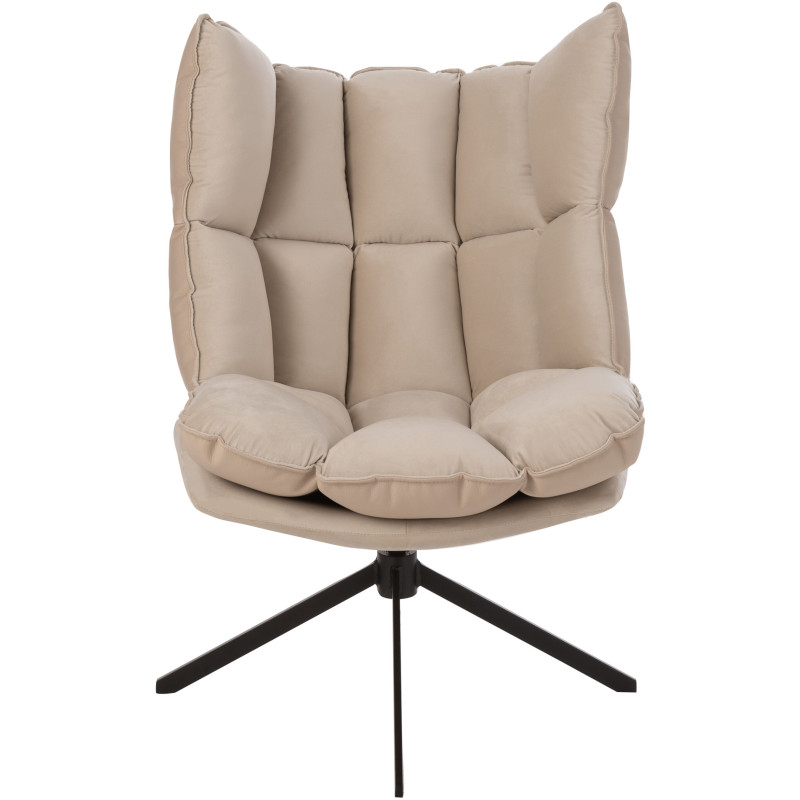Fauteuil Pivotant Caspian en Métal Noir Polyester Beige - 3