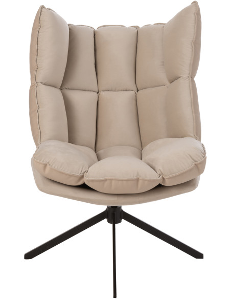 Fauteuil Pivotant Caspian en Métal Noir Polyester Beige - 3