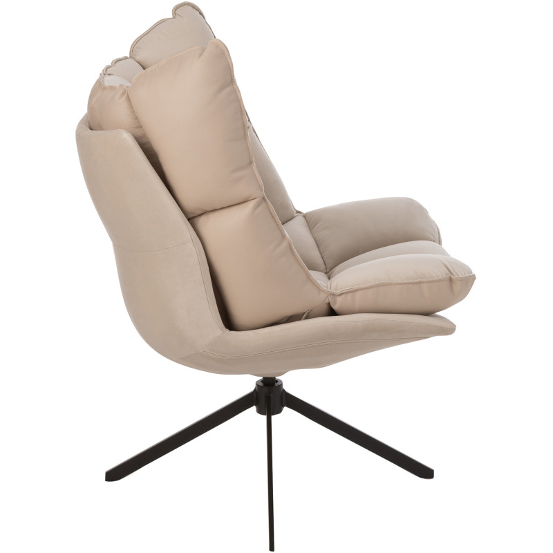 Fauteuil Pivotant Caspian en Métal Noir Polyester Beige - 4