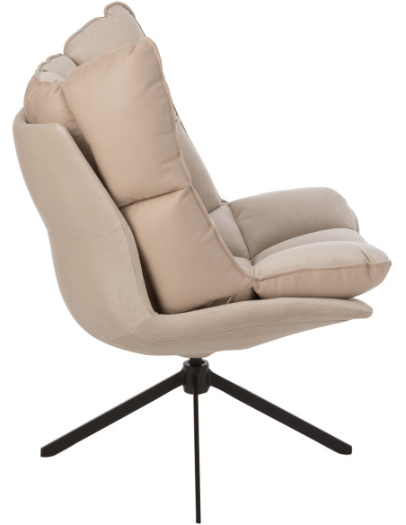 Fauteuil Pivotant Caspian en Métal Noir Polyester Beige - 4