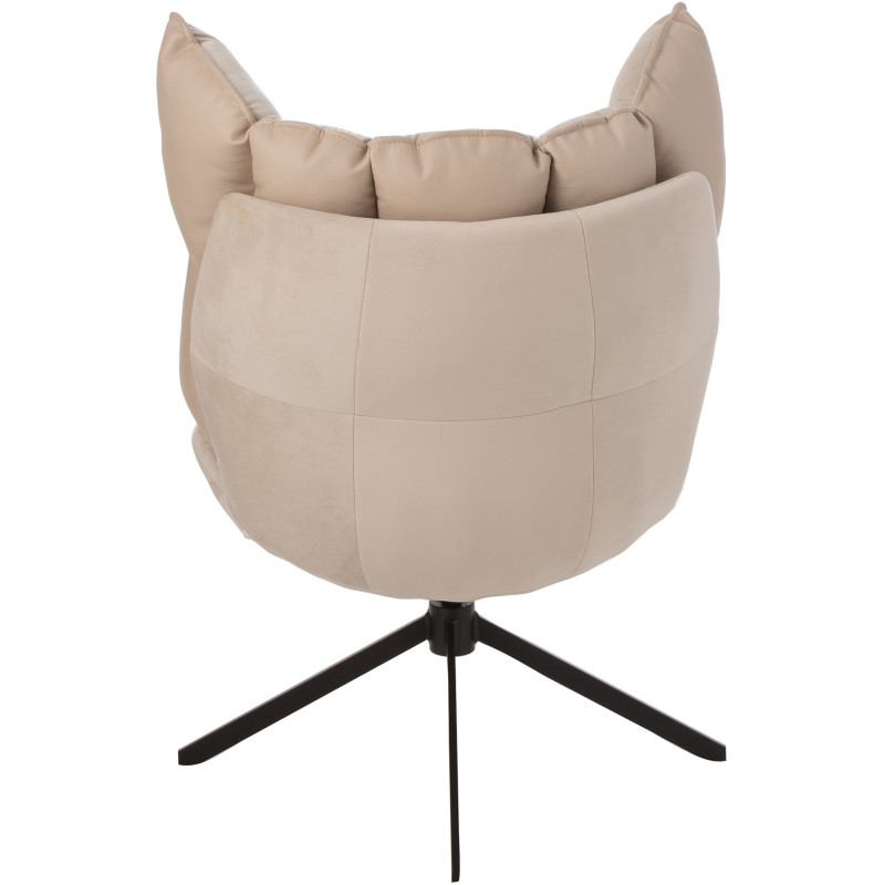 Fauteuil Pivotant Caspian en Métal Noir Polyester Beige - 5