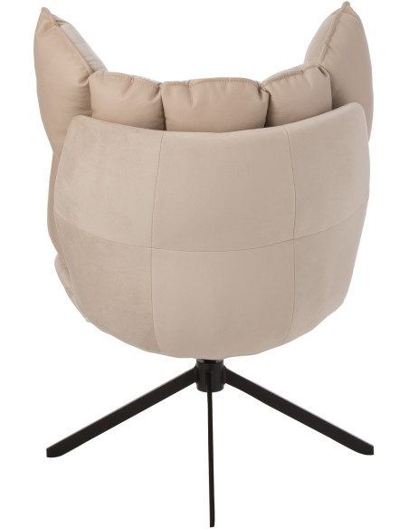 Fauteuil Pivotant Caspian en Métal Noir Polyester Beige - 5