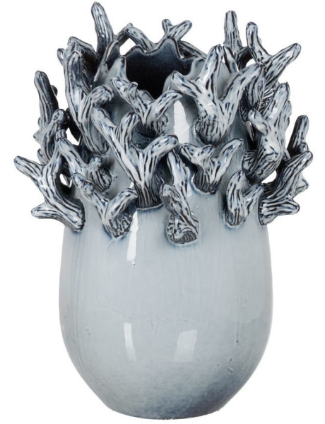 Petit Vase design Corail Ovale H 37 cm Céramique Bleu Coralina 