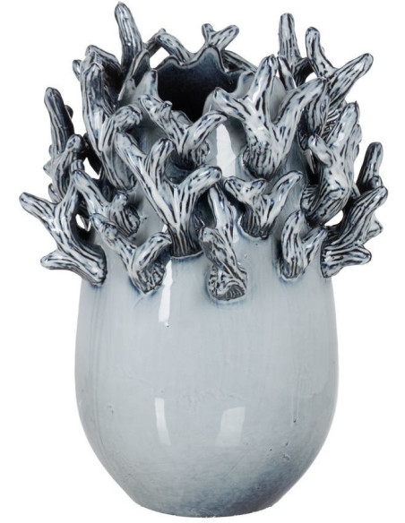 Petit Vase design Corail Ovale H 37 cm Céramique Bleu Coralina 