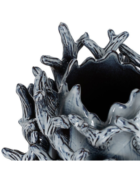 Petit Vase design Corail Ovale H 37 cm Céramique Bleu Coralina 