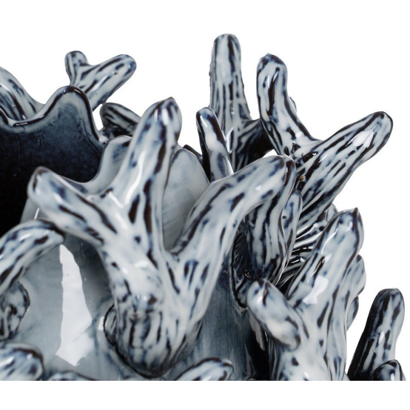 Petit Vase design Corail Ovale H 37 cm Céramique Bleu Coralina 