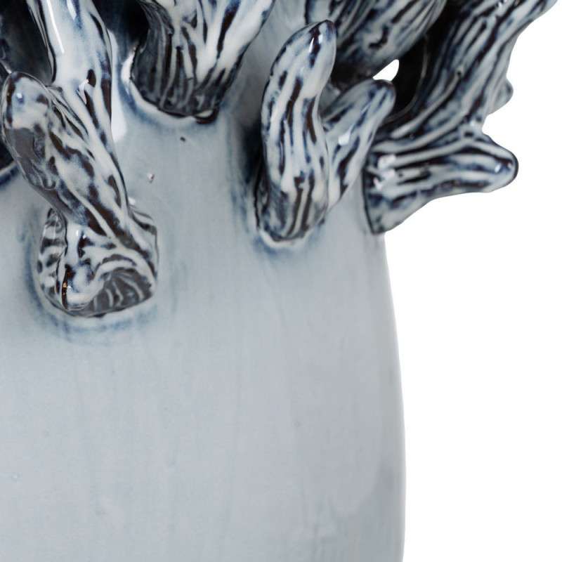 Petit Vase design Corail Ovale H 37 cm Céramique Bleu Coralina 