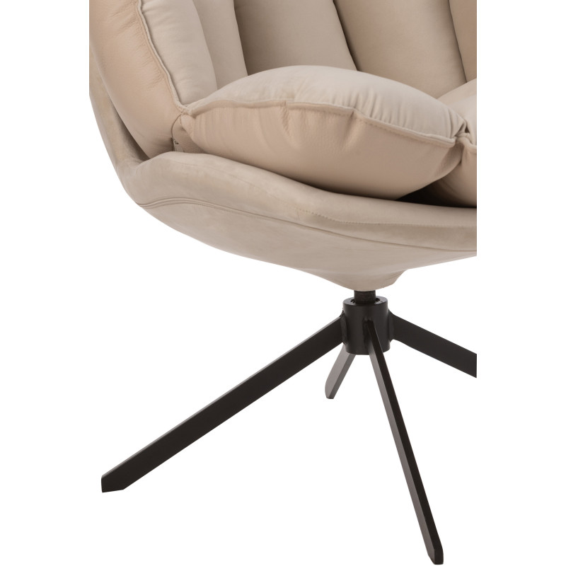 Fauteuil Pivotant Caspian en Métal Noir Polyester Beige - 6