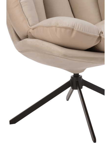 Fauteuil Pivotant Caspian en Métal Noir Polyester Beige - 6