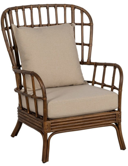 SILLÓN MARRÓN RATÁN DECORACIÓN 82 X 78 X 108 CM 