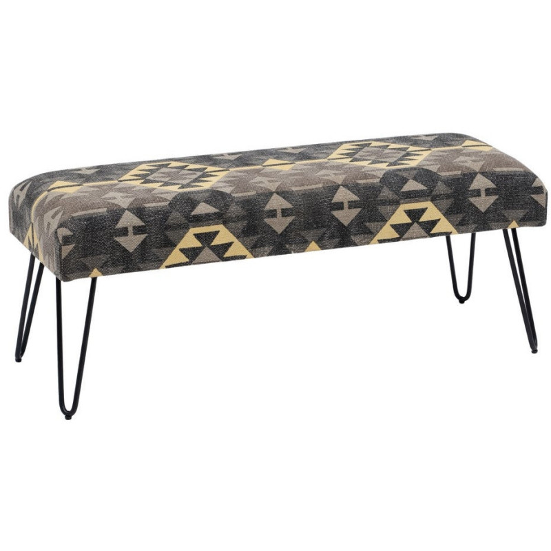 BANQUETA NEGRO-TAUPE TEJIDO-METAL 120 X 41,50 X 48 CM 