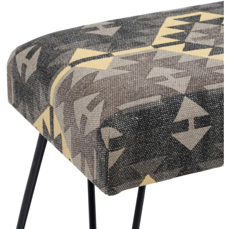 BANQUETA NEGRO-TAUPE TEJIDO-METAL 120 X 41,50 X 48 CM 