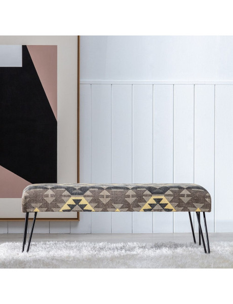 BANQUETA NEGRO-TAUPE TEJIDO-METAL 120 X 41,50 X 48 CM 
