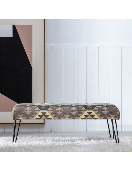 BANQUETA NEGRO-TAUPE TEJIDO-METAL 120 X 41,50 X 48 CM 