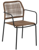 Lot de 2 chaises de jardin empilables beige et anthracite en acier et polyéthylène 53 x 63 x 78 cm Estella