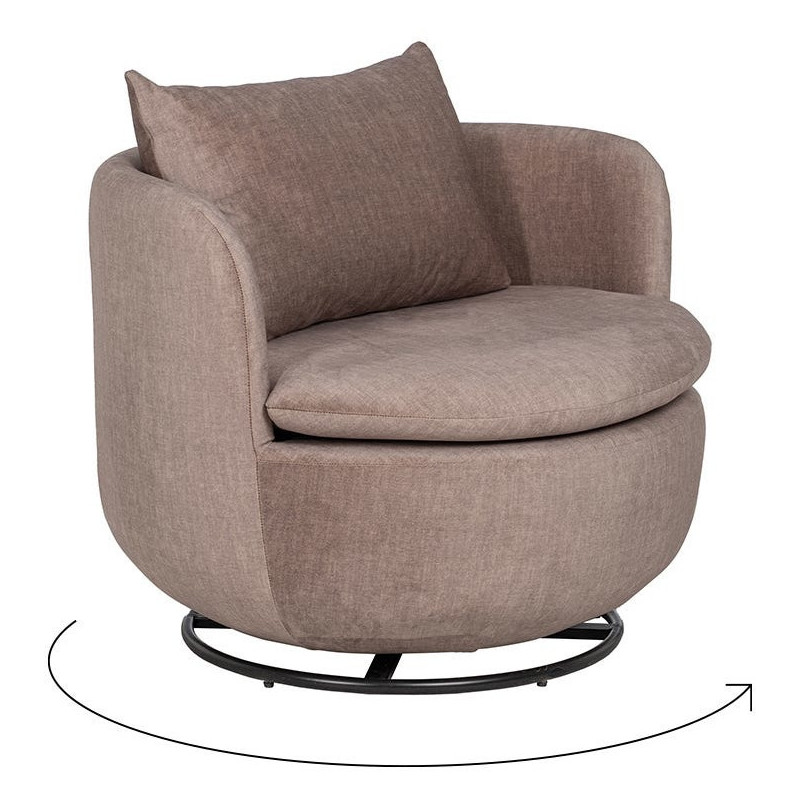 SILLÓN GIRATORIO TAUPE TEJIDO SALÓN 84 X 74 X 66 CM 