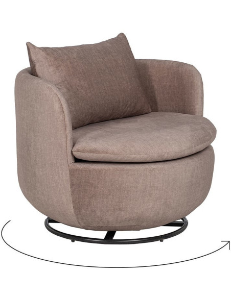 SILLÓN GIRATORIO TAUPE TEJIDO SALÓN 84 X 74 X 66 CM 