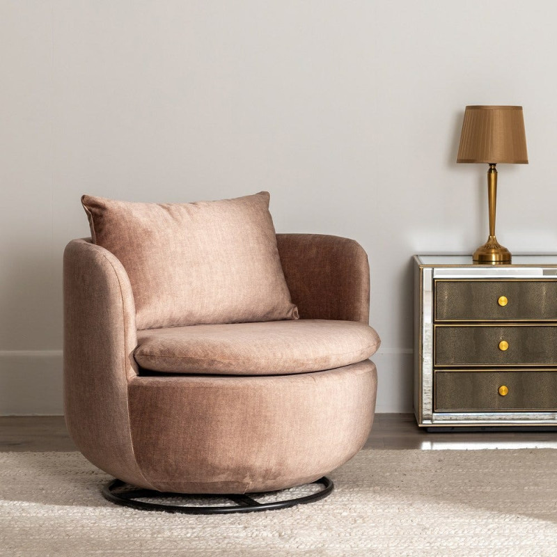 SILLÓN GIRATORIO TAUPE TEJIDO SALÓN 84 X 74 X 66 CM 