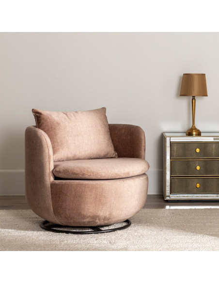 SILLÓN GIRATORIO TAUPE TEJIDO SALÓN 84 X 74 X 66 CM 