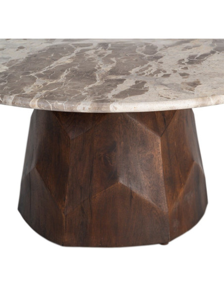 MESA CENTRO MADERA-MÁRMOL SALÓN 90 X 90 X 40 CM 