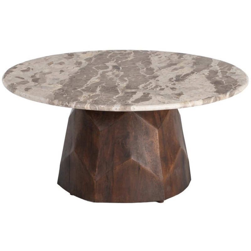 MESA CENTRO MADERA-MÁRMOL SALÓN 90 X 90 X 40 CM