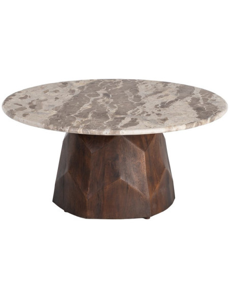 MESA CENTRO MADERA-MÁRMOL SALÓN 90 X 90 X 40 CM