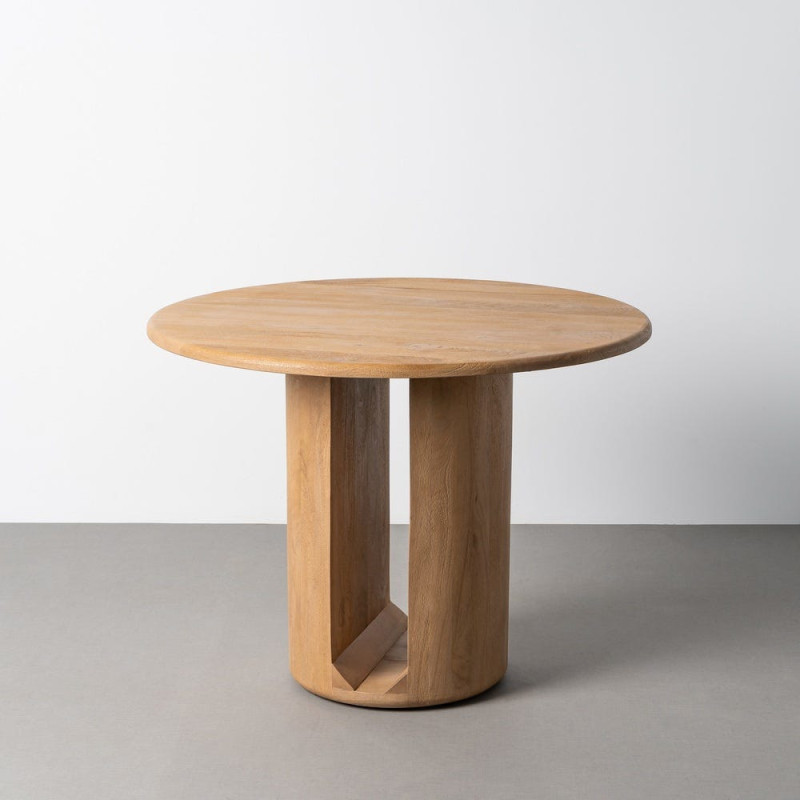 Table à manger design chic Ronde 4 personnes 100 cm Bois de manguier Naturel Oréa 