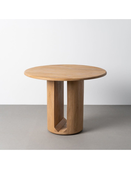 Table à manger design chic Ronde 4 personnes 100 cm Bois de manguier Naturel Oréa 