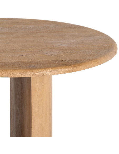 Table à manger design chic Ronde 4 personnes 100 cm Bois de manguier Naturel Oréa 