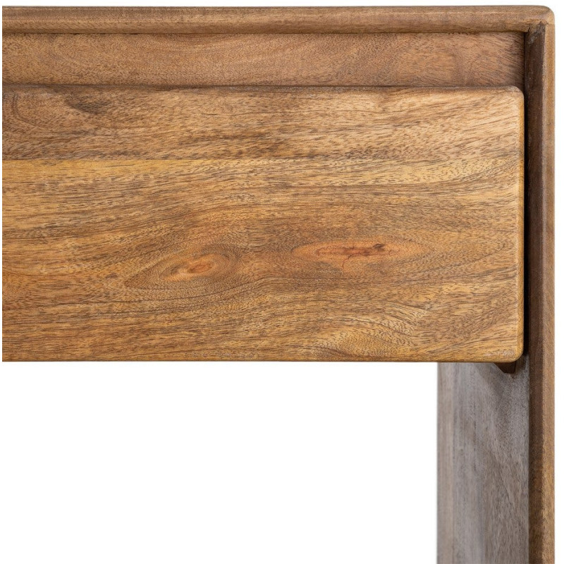 Console moderne chic Rectangulaire 2 tiroirs 2 étagères 100 cm Bois de manguier Marron Naturma 