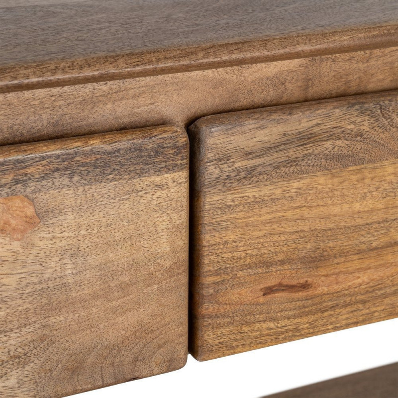 Console moderne chic Rectangulaire 2 tiroirs 2 étagères 100 cm Bois de manguier Marron Naturma 