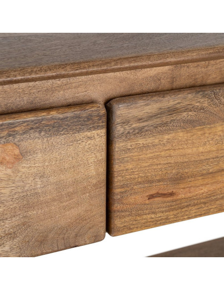 Console moderne chic Rectangulaire 2 tiroirs 2 étagères 100 cm Bois de manguier Marron Naturma 