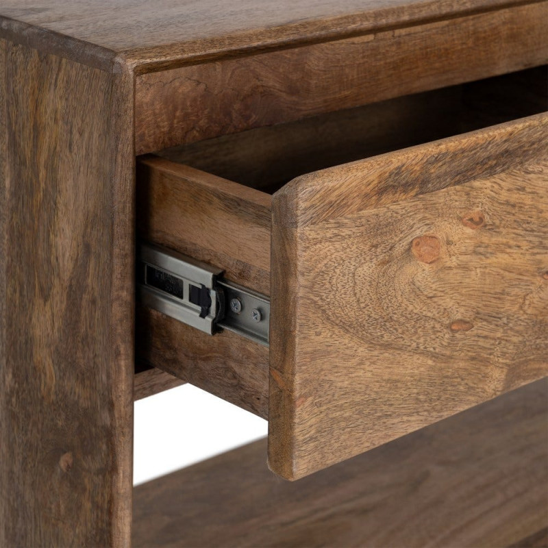 Console moderne chic Rectangulaire 2 tiroirs 2 étagères 100 cm Bois de manguier Marron Naturma 