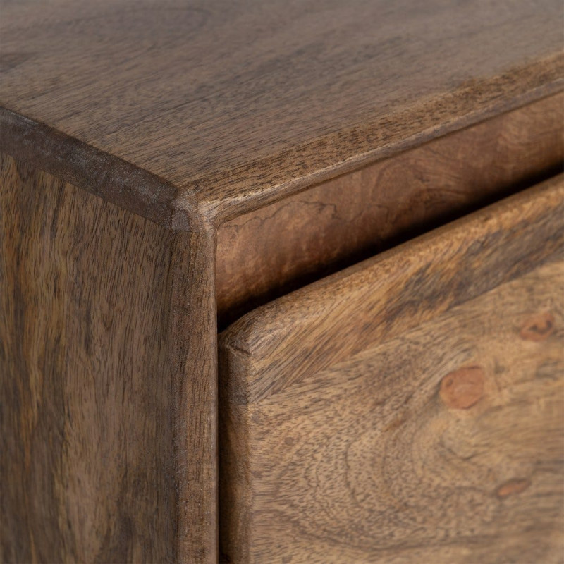 Console moderne chic Rectangulaire 2 tiroirs 2 étagères 100 cm Bois de manguier Marron Naturma 