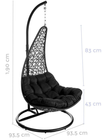 SILLA LÁGRIMA DIDO CON MÁSTIL NEGRO 104 X 104 X 192 CM 