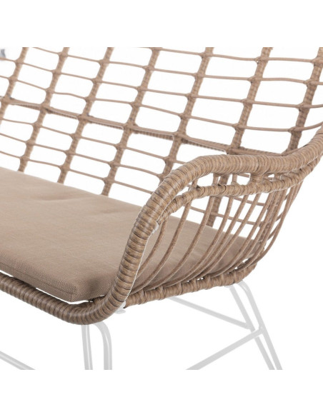 SILLÓN 2 PLAZAS ACERO-RATTÁN BLANCO 121 X 62 X 76 CM 