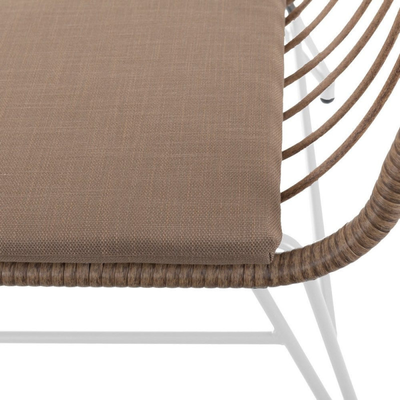SILLÓN 2 PLAZAS ACERO-RATTÁN BLANCO 121 X 62 X 76 CM 